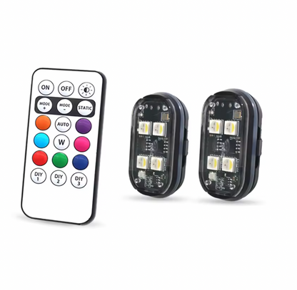 RGB Wireless LED Strobe Lights for Cars - USB Rechargeable (2PCS)